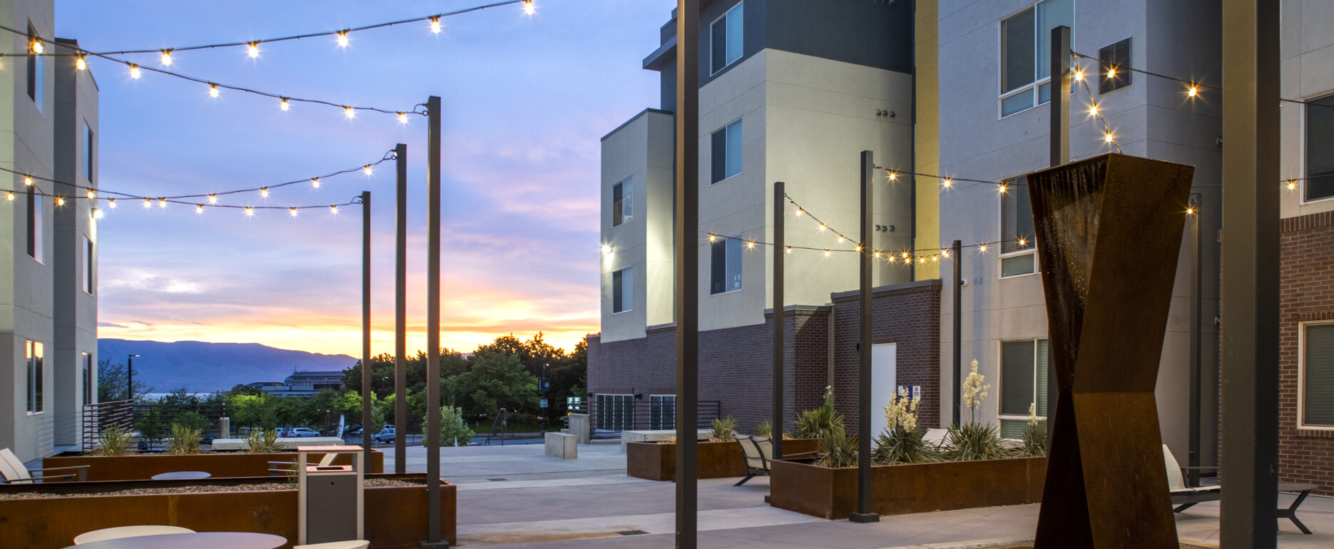 The Green on Campus Drive outdoor living space